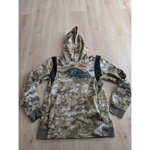 Baltimore Ravens Salute To Service Hoodie Boys L 14-16 Nike Camo Therma Fit NFL